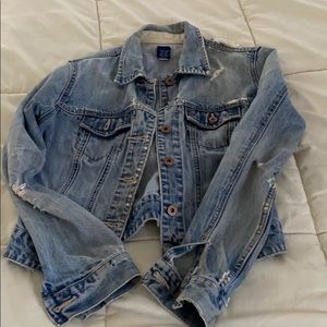 GAP distressed jean jacket - size XS